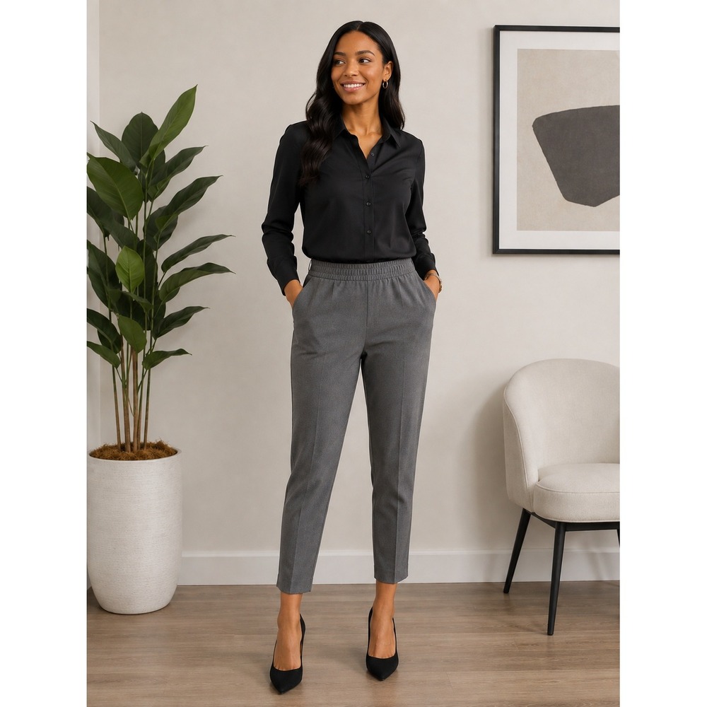 New Direction Ankle Slim Gray Pants Large